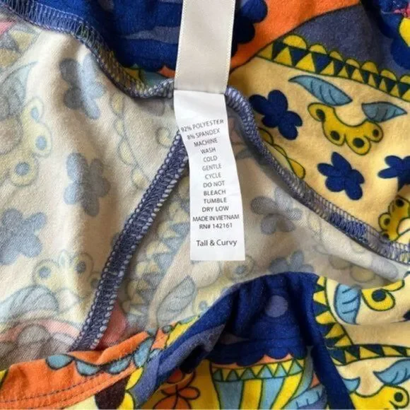 Lularoe TC Leggings Russian Mishka Dolls Blues Yellow Oranges - Picture 4 of 6